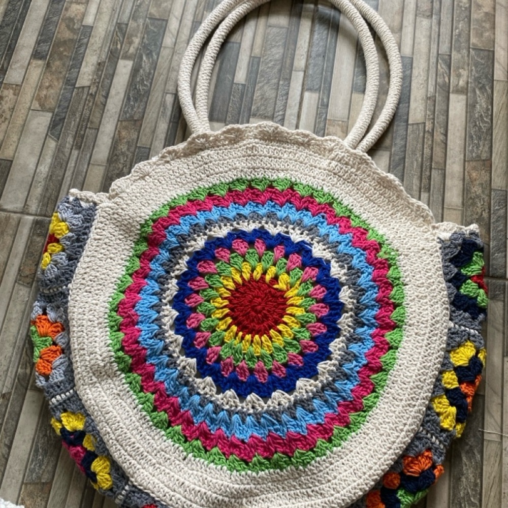 Colorful Crochet Tote Bag